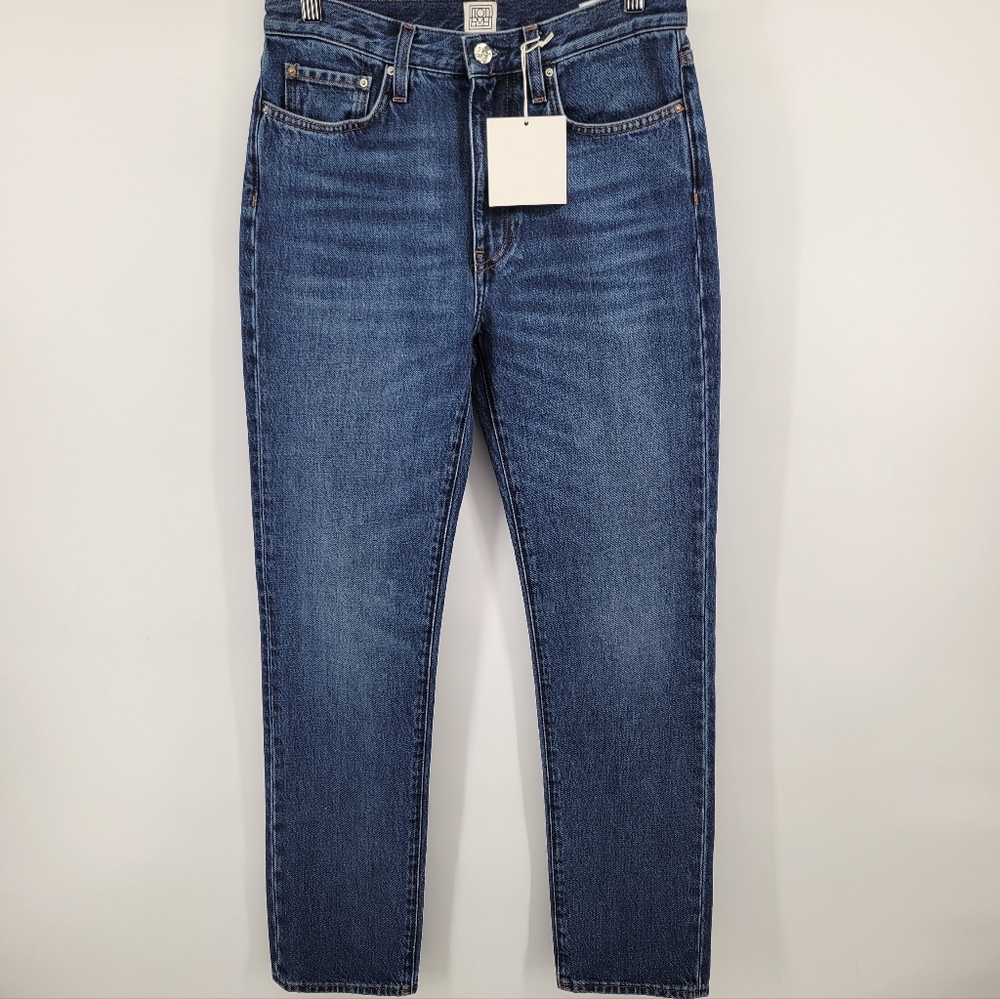 Toteme Slim Straight High Waist Blue Denim Jeans Cotton Dark Vintage Wash Size26 - Picture 4 of 14
